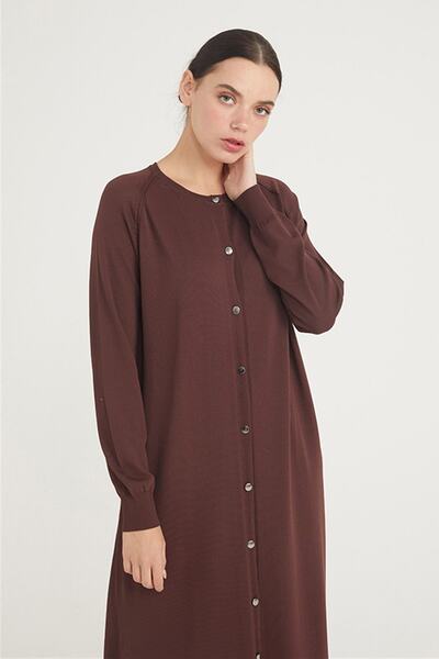 Nuss Μερσεριζέ Πλεκτό Ζακέτα Ns-22k-512h Καφέ