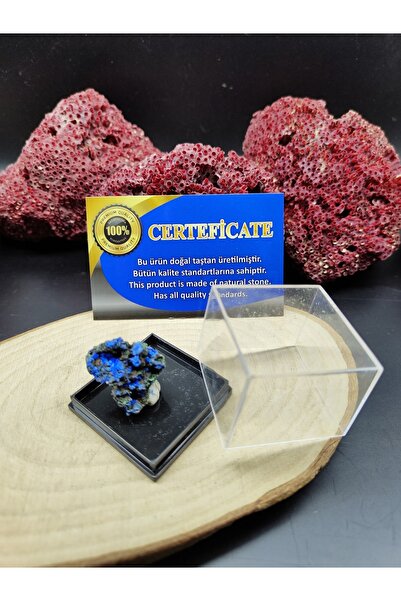 DOĞAL TAŞ DELİSİ Azurit Özel Kutusunda Dekoratif Ham Doğal Taş (sertifikalı)