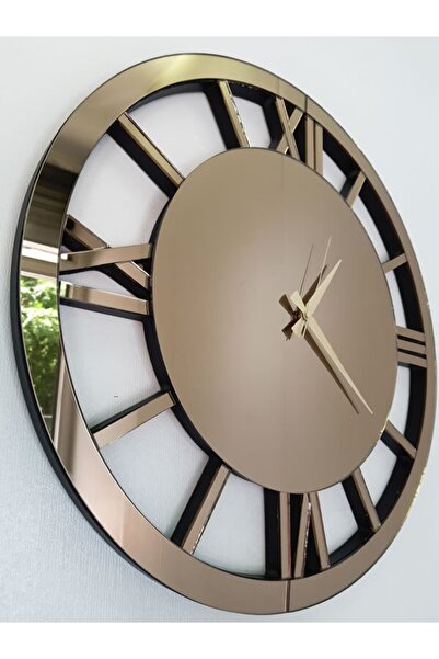 AYNA DENİZİ When Bronze Model Bronz Renk 60 Cm Dekoratif Aynalı Duvar Saati