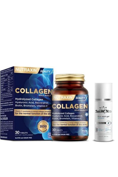 Nutraxin 30 Tablets Collagen Hydrolyzed Collagen and 100ml Facial Cleansing Gel - Gift