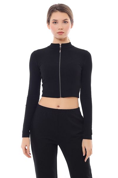 KİM Kİ O Women's Black Camisole Zipper Crop
