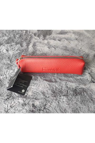 BBACK Artificial Textured Leather Pencil Case 19.5x6x4 Cm Red
