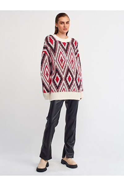 Dilvin 10239 Vzor Baklava Svetr-fuchsie