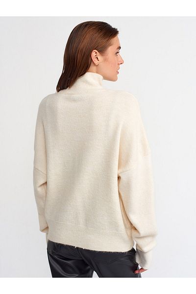 Dilvin 10121 Pulover Half Fisherman-crem