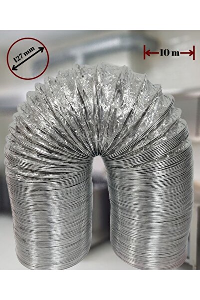 127 Mm Alüminyum 10 Metre Aspiratör Havalandırma Borusu Çelik Telli Flexible