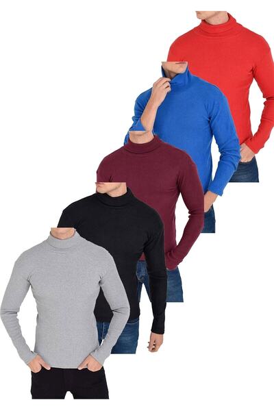 JAKSTONE مجموعة من 5 سترة ذات قصة ضيقة ذات رقبة واسعة