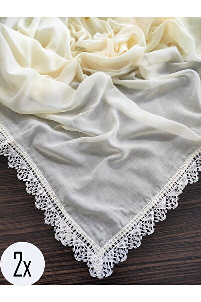 Çt Çeyizci Tekstil 2 Adet, Çeyizlik Şal, Yazma, Çeyizlik Yemeni, Dantelli Yaz...