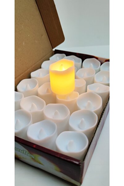 HKM Hobim 24lü Pilli Mum 24 Adet Beyaz Renkli Ledli Mumlar 24lü