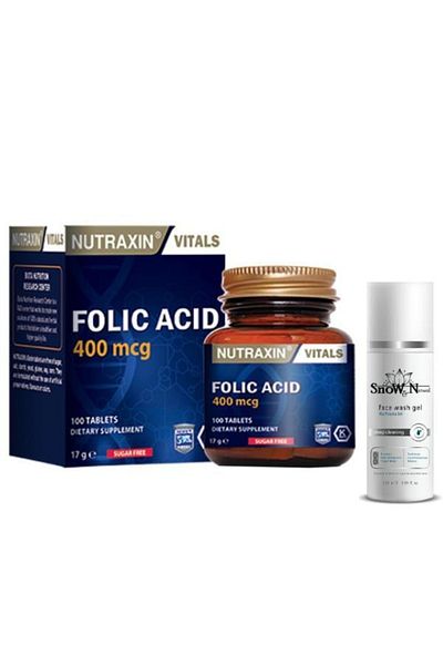 Nutraxin Folic Acid 400 Mcg + Facial Cleansing Gel 100ml - 100 Tablets Gift