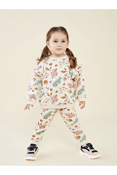 LC Waikiki Crew Neck Long Sleeve Printed Baby Girl Sweatshirt and Sweatpants ...