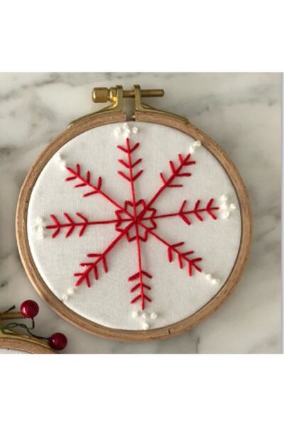 DEAR HOME Yılbaşı Hediye Kış Temalı Ağaç Süsü Kar Tanesi Yılbaşı Temalı Nakış Kasnak Pano