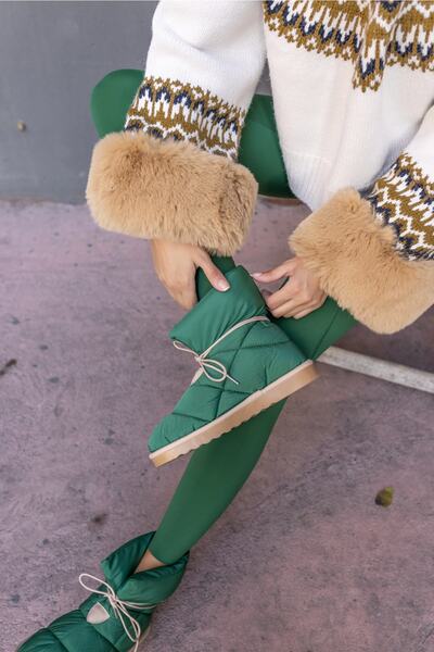 ANGELİNA JONES Milena Γυναικείες Πράσινες Υφασμάτινες Μπότες Parsut