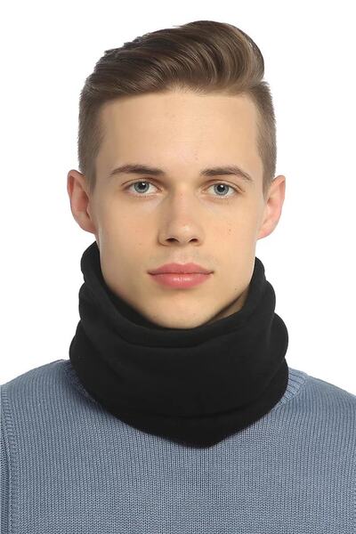 Luna Nueva Black Winter Fleece Neck Collar Beanie