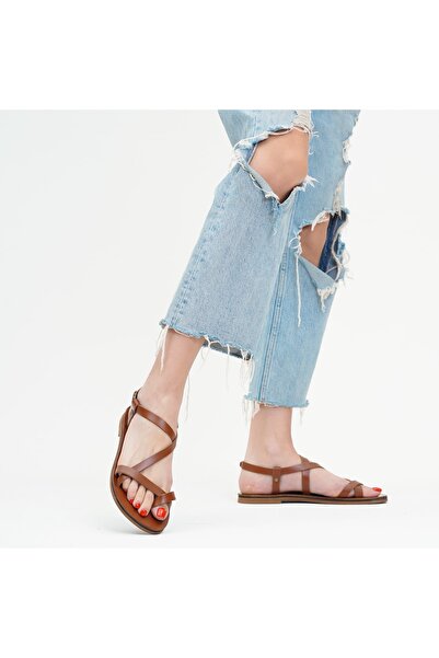 BodrumSandals El Yapımı Taba Kadın Bodrum Sandaleti - B5007