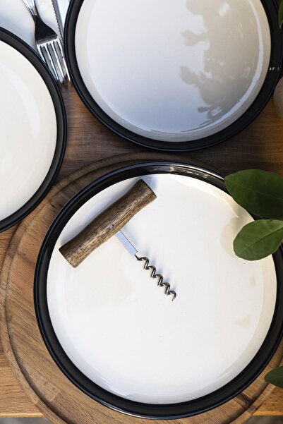 M'art Home طقم كيك بارثينيا باللون الأسود مكون من 6 قطع - 21 سم