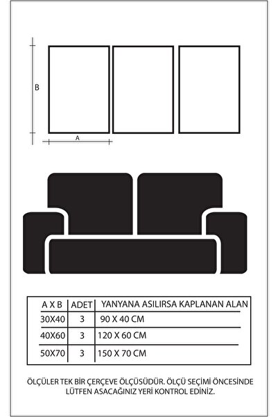 Linacci Üçlü Gümüş Alüminyum Metal Çerçeveli Soyut Lacivert Camlı Poster Tablo Seti