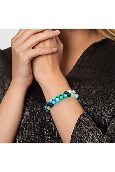 Tesbihane Çift Sıra Makrome Örgülü Küre Kesim Çakra Doğaltaş Kombinli Kadın Başarı Bilekliği