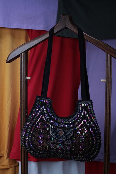 to COSMOS Patterned Sequin Embroidered 100% Cotton Bag