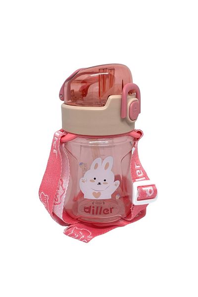 DILLER 400ml Animal Pattern Tritan Water Bottle with Straw and Hanger