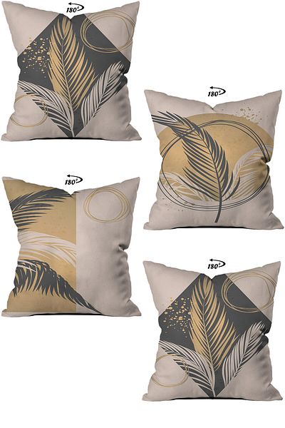 stellahomes Husă de pernă decorativă cu design decorativ modern, imprimată digital pe două fețe, din 4 piese