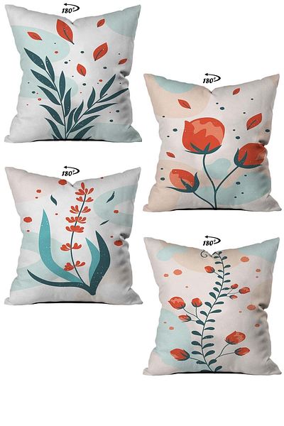 stellahomes Husă de pernă decorativă cu design decorativ modern, imprimată digital pe două fețe, din 4 piese