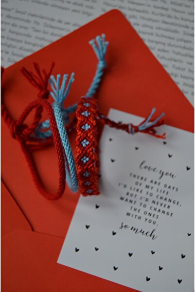 Bidüğüm Unisex Kırmızı Tutku Bileklik Seti - El Emeği, Ayarlanabilir Boyut, K...