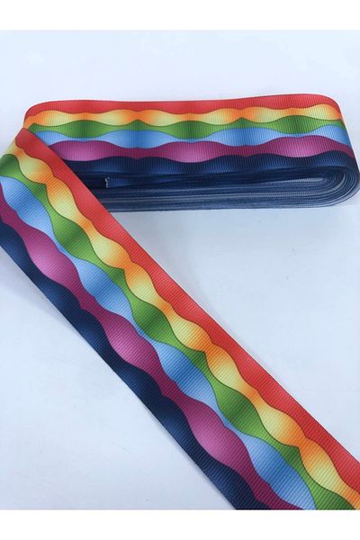 Hobigram Πολύχρωμη κορδέλα Grosgrain με μοτίβο κυμάτων Η τιμή είναι για 1 μέτρο – Κορδέλα, Κομψό Σχέδιο, Γυναικείο Αξεσουάρ – Ku