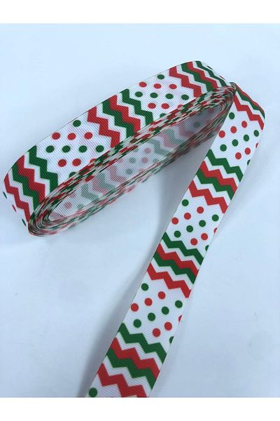 Hobigram Κόκκινη πράσινη κορδέλα με μοτίβο με κουκκίδες η τιμή είναι για 1 μέτρο – Κορδέλα, κομψό σχέδιο – Κορδέλα