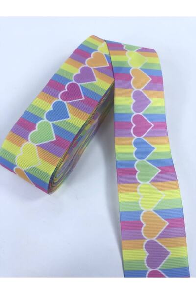 Hobigram Κίτρινο ροζ μπλε καρδιά μοτίβο Grosgrain κορδέλα 1 μέτρο Τιμή – Κορδέλα, Κομψό Σχέδιο – Κορδέλα