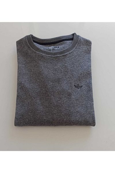 BAHHAR Gray Crew Neck Velvet Texture Large Size Men's Sweater