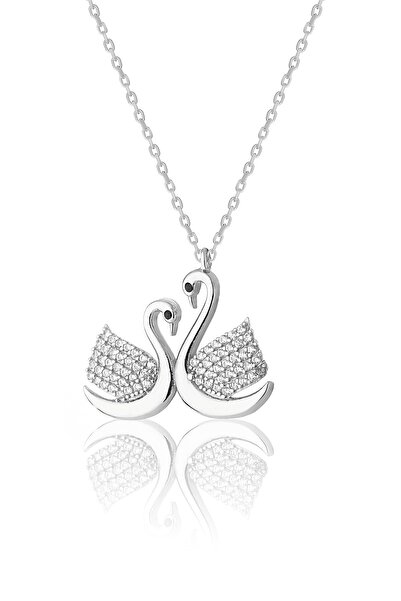 Zanaatsilver 925 Ayar Gümüş Çift Kuğu Modeli Kolye