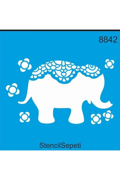 DERYA DESİNG ART Elephant Pattern Stencil Template St8842 20X20 cm