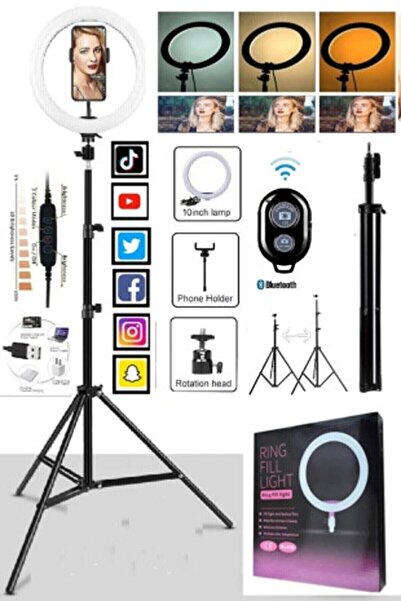 SNEXPRES Kumandalı Youtuber Tiktok Çekim Işıklı Telefon Tutucu Makyaj Işığı R...