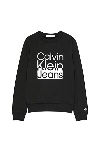 Calvin Klein Baskılı Erkek Çocuk Siyah Sweatshırt Ib0ıb01438