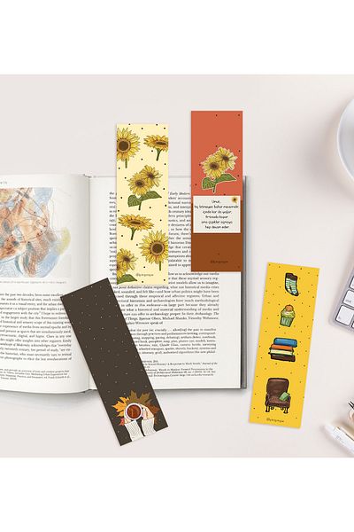 Fatofotofan Sunflower Themed Bookmark Set of 4