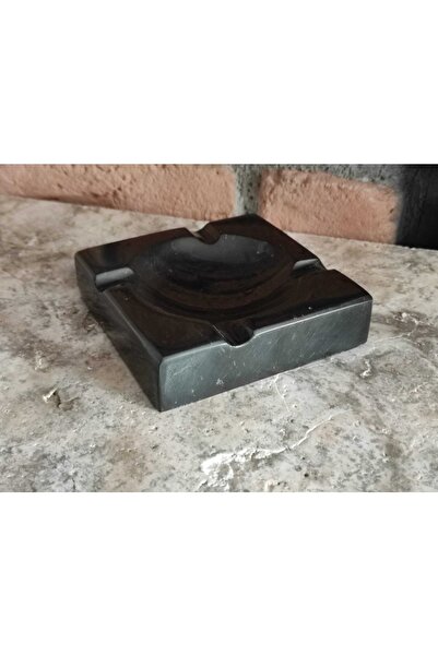 Polen Stone منفضة سجائر من الرخام الأسود Toros موديل مربع