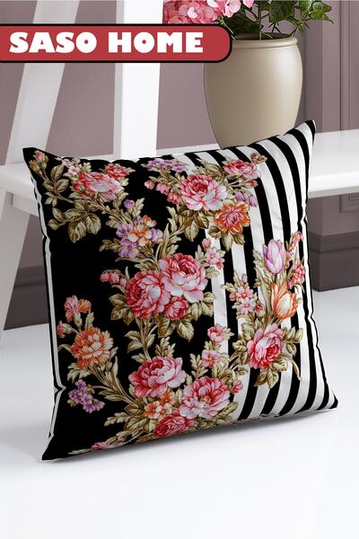 SasoHome Dream Of A Flowers Μοτίφ Διακοσμητικό Μαξιλάρι Ριχτάρι Δώρου - Μαξιλαροθήκη