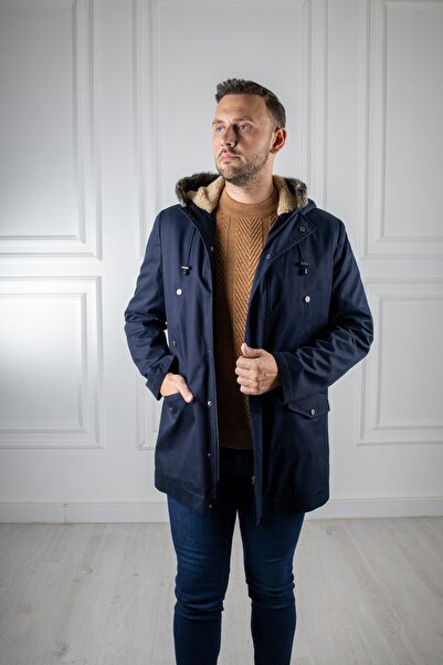 Sarar Interview Anita Kapüşonlu Lacivert Kaban