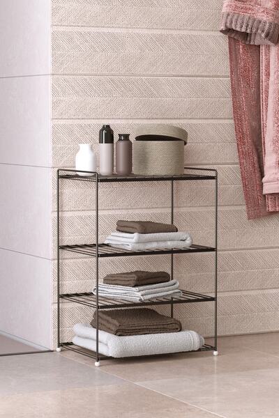 Teknotel Dört Katlı Metal Raf Ayakkabılık Havluluk Siyah Eg206