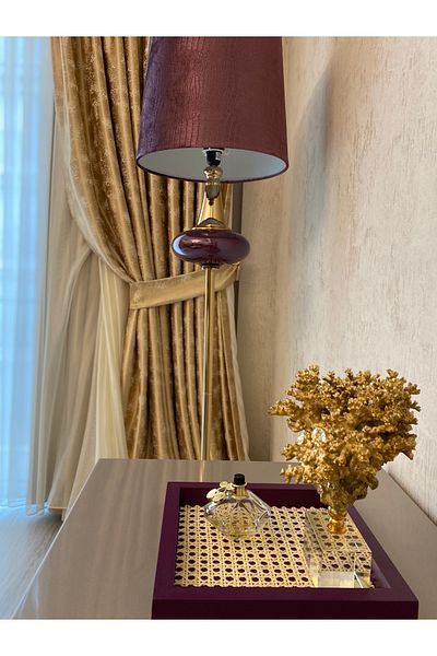 Maison Avf Purple Rattan Hazeran - 24x24 Cm Square Tray, 100% Natural