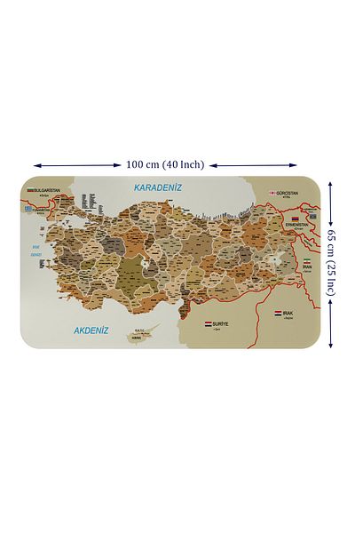 Doğal Tercih Educational and Instructional Detailed Decorative Neighbor Turkey Map Wall Sticker
