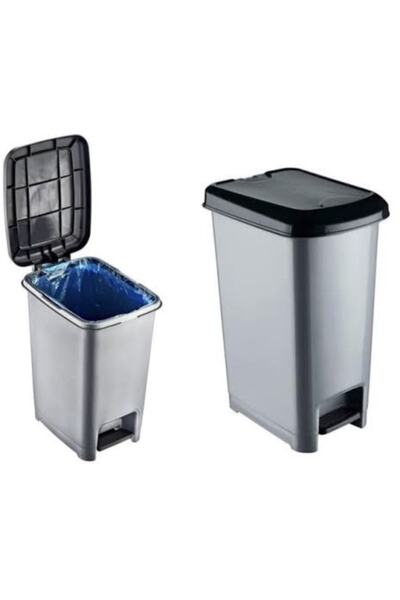 NOSSA 30 Lt Slim Pedallı Plastik Çöp Kovası Siyah Kapaklı