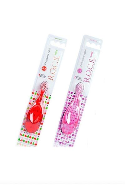 R.O.C.S. Rocs Baby 0-3 Years Old Baby Toothbrush - 2 Pieces - Pink and Red