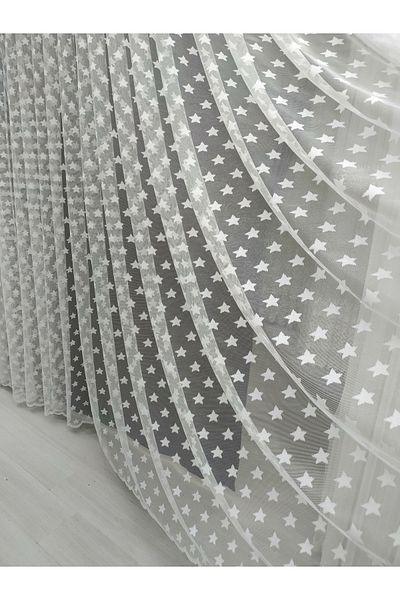 evihtiyaclarim by IOC Star Pattern Quality Tulle Curtain - 1X3 Close Pleated, Day Shipping!