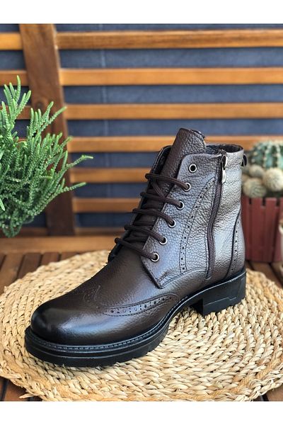 Skoonpa Genuine Leather and Fur Zippered Men's Boots