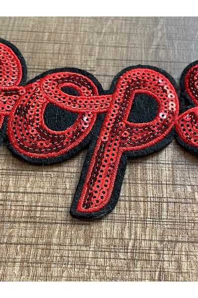 Gönülden Tasarım 8x4 Cm Paiete Paiete Oops Text Roșu Lipire cu Fier de călcat Aplicație Rama Patch