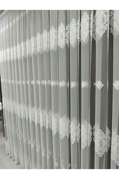 evihtiyaclarim by IOC Borelli Tulle Curtain New Season Tulle Curtain for Living Room and Living Room 1 X 3 Tight Pleated