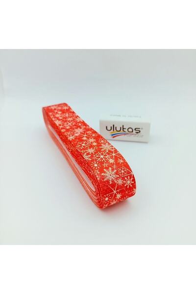 Ulutaş Materiale ornamentale Panglică roșie de Anul Nou cu model fulg de zăpadă roșu Prețul este pentru 1 metru – Panglică –