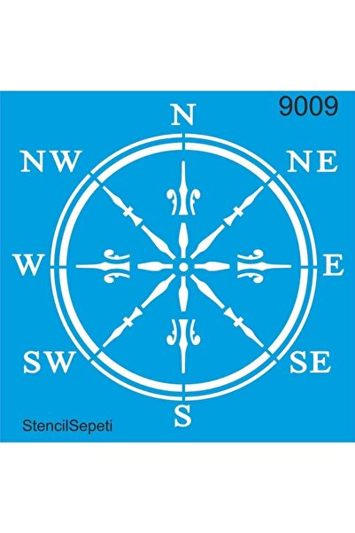 DERYA DESİNG ART قالب استنسل نمط البوصلة St9009 20x20 سم