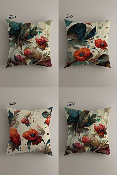 LadiesHome Modern Dekoratif Tasarım Çift Taraflı Dijital Baskılı 4'lü Dekorat...